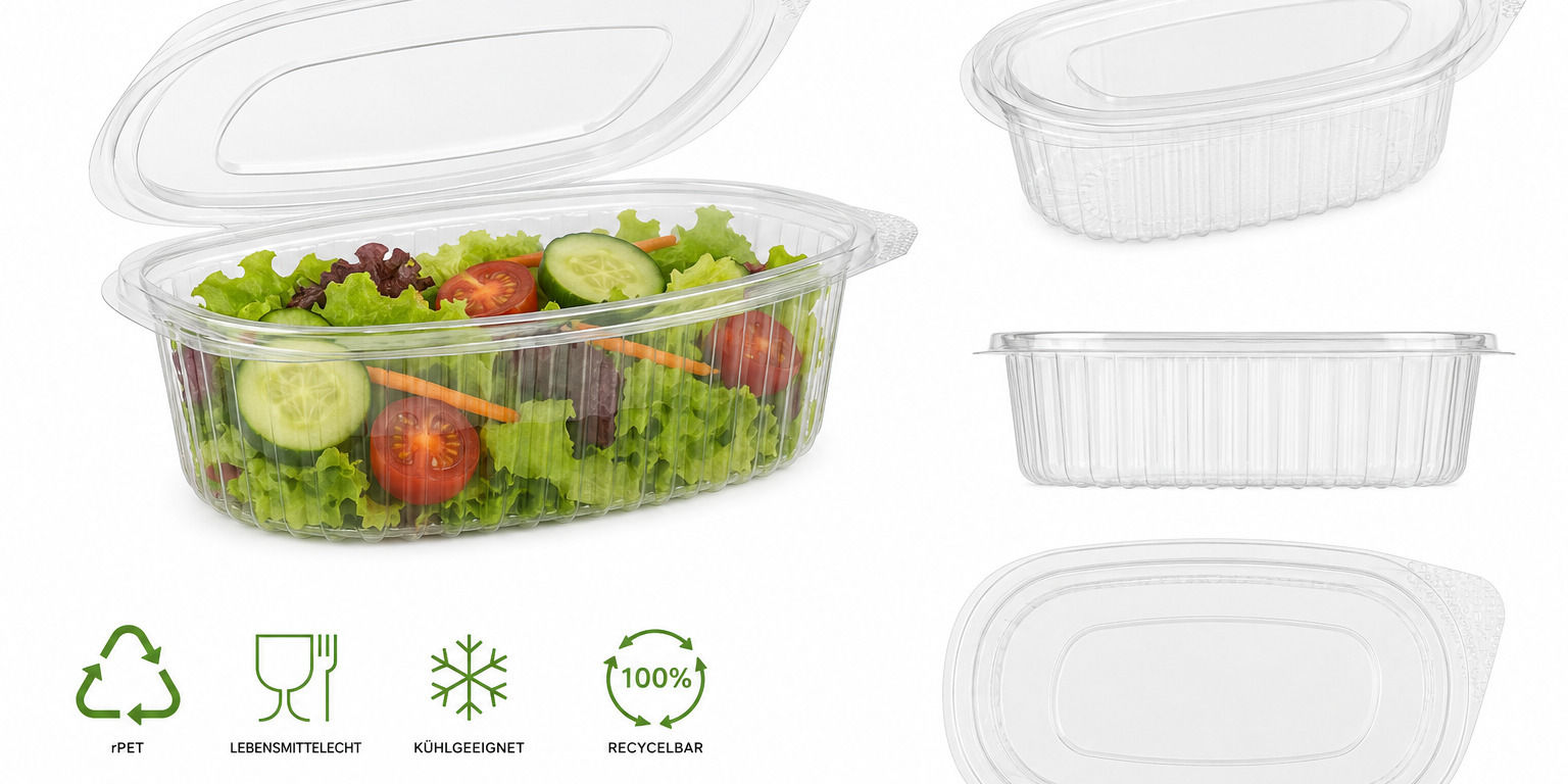 Salatboxen, rPET, oval, klar
