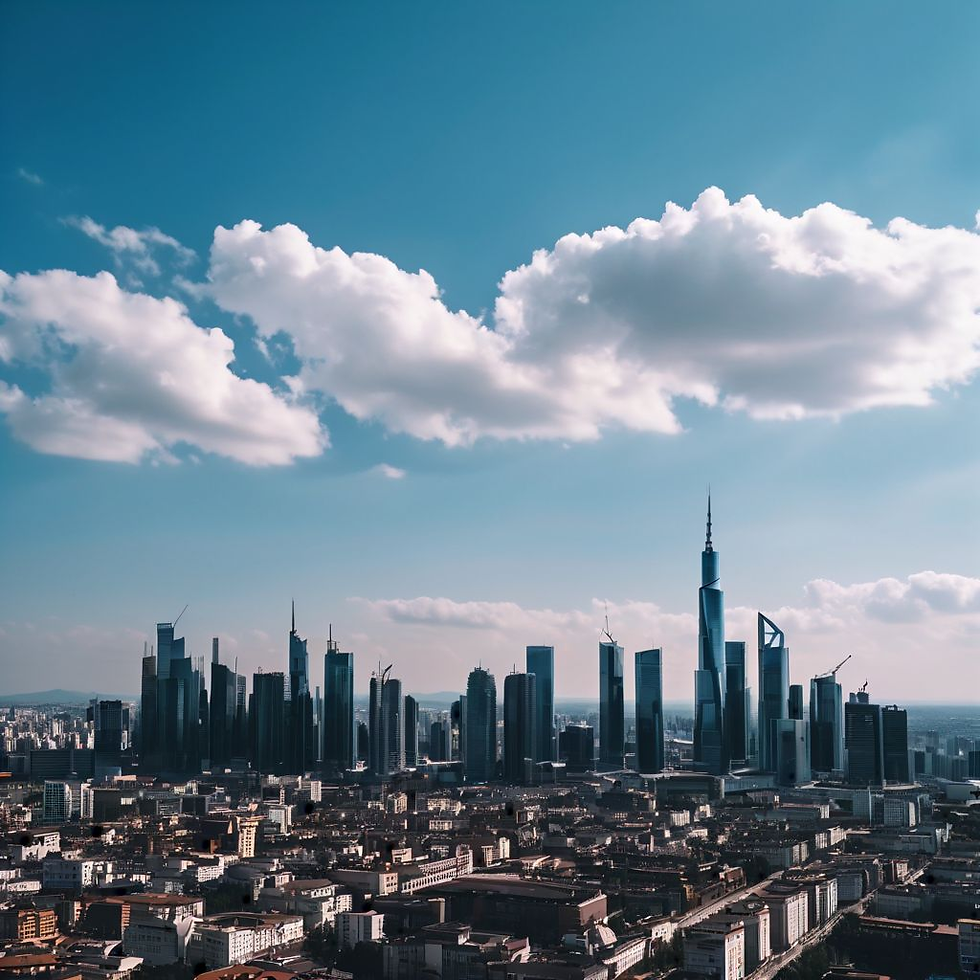 Skyline with a blue sky in a city