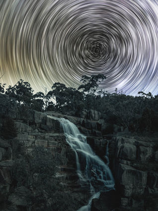 Gibraltar Falls under southern startrail circle