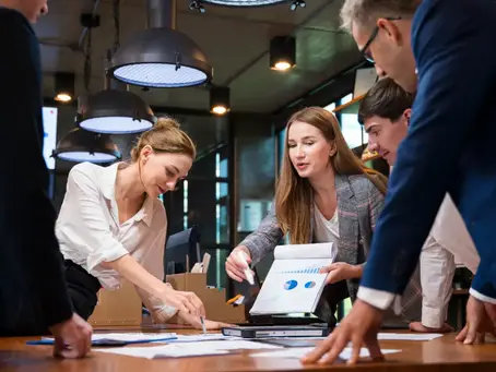 An investment group reviewing their portfolio