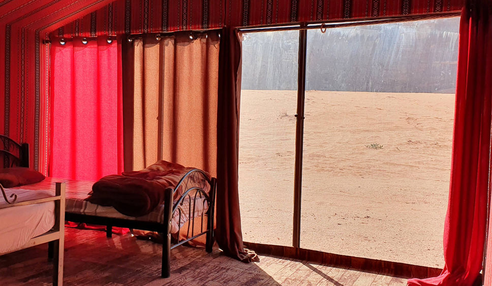 Panorama tents are located in the hearth of Wadi Rum desert