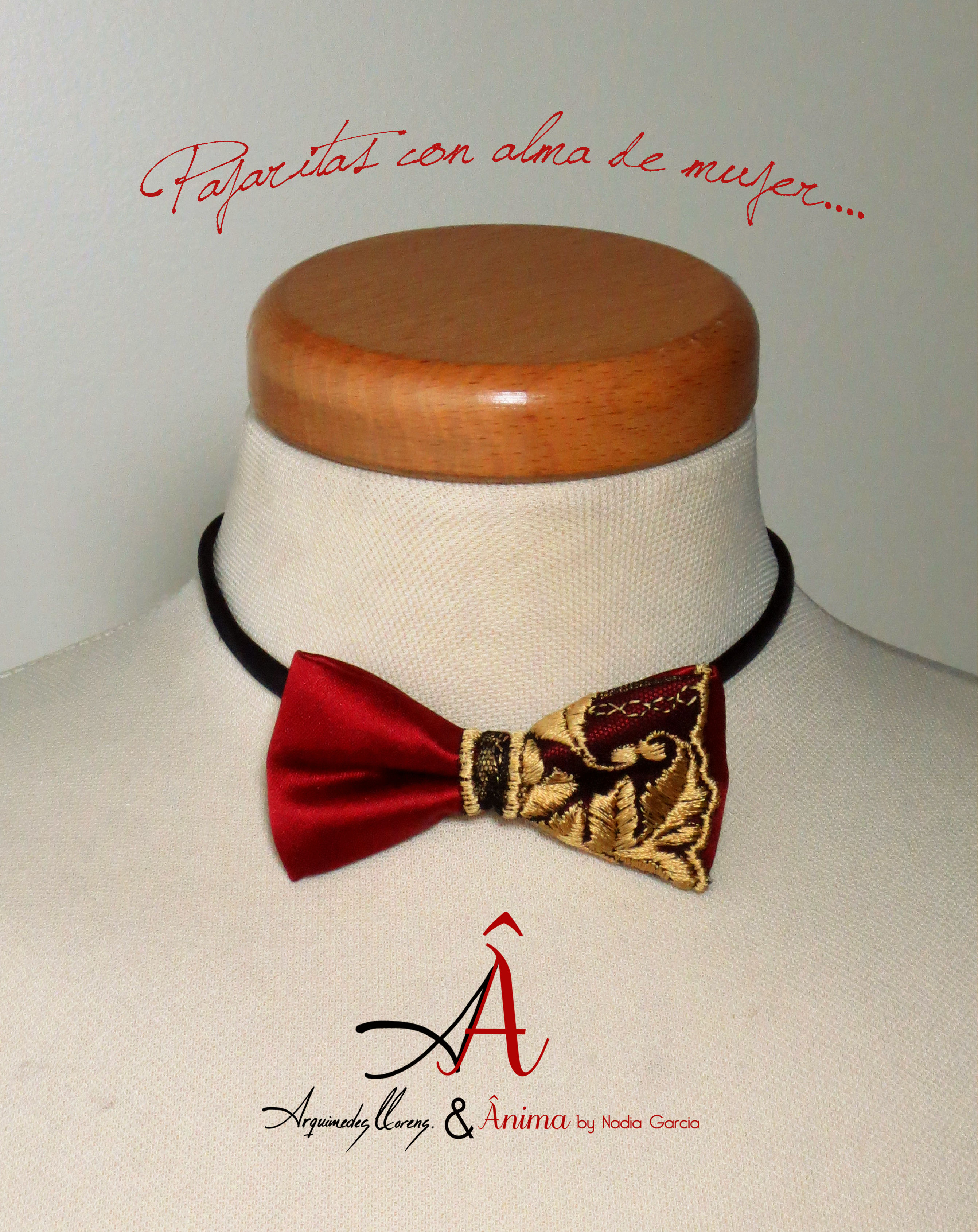 Pajarita Bordeaux Dorada