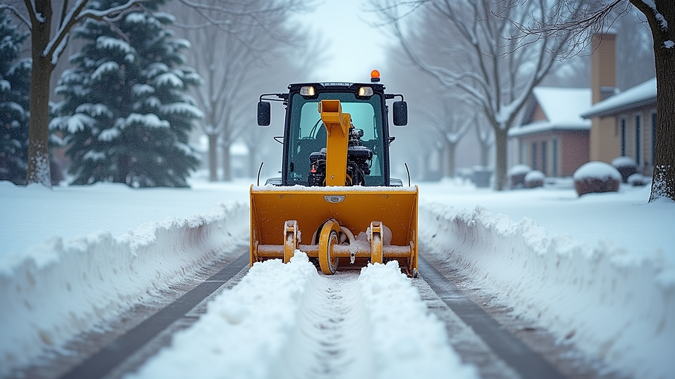 Eye-level view of snow blower clearing a driveway in Idaho Falls