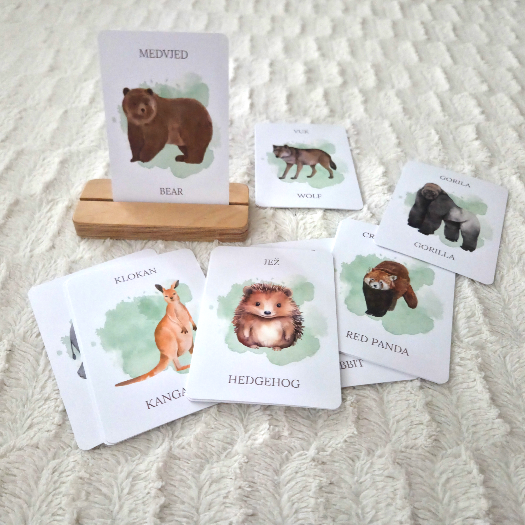Flashcards HRV i ENG / Kartice dvojezične / Životinje 24kom + drveni stalak