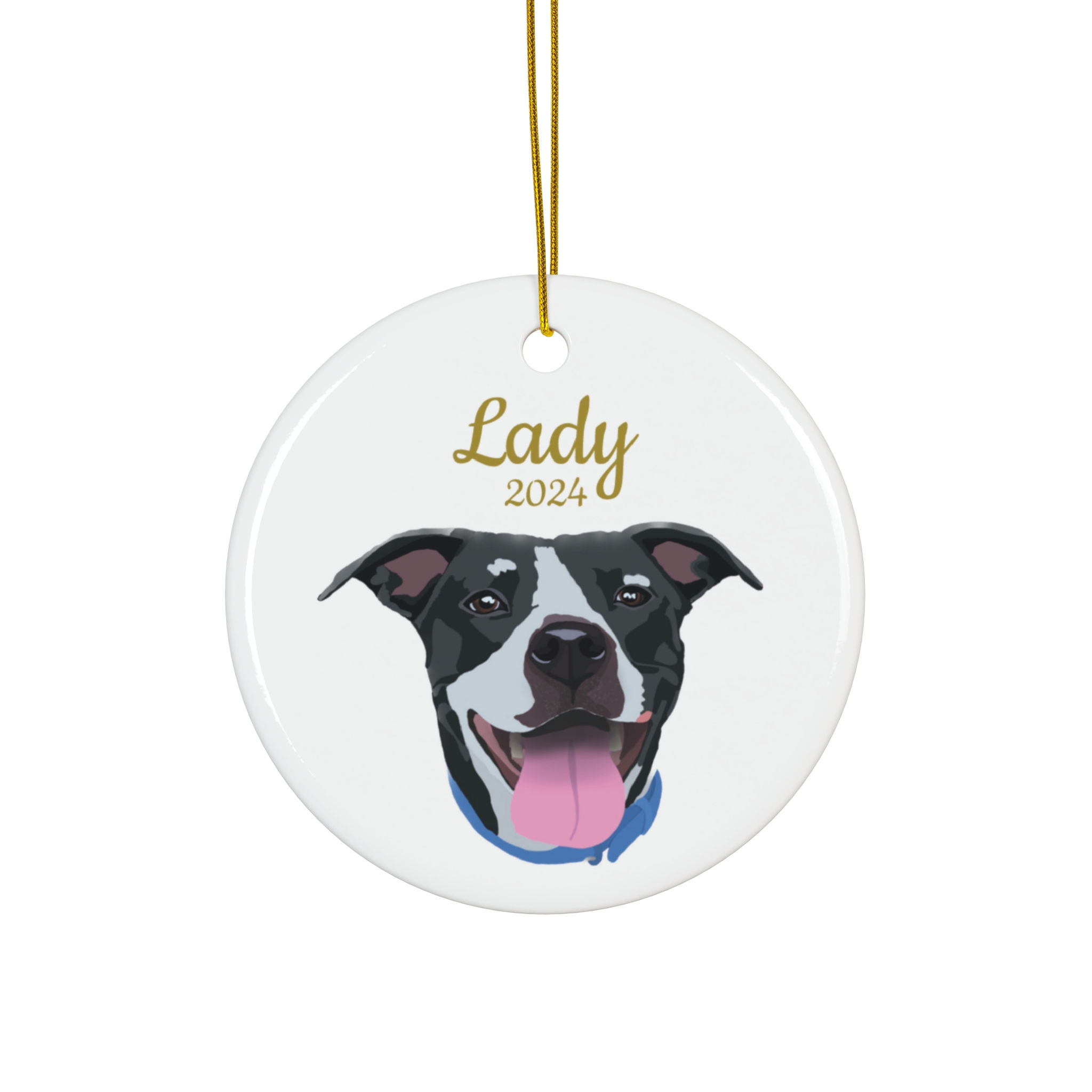 custom pet portrait holiday ornament