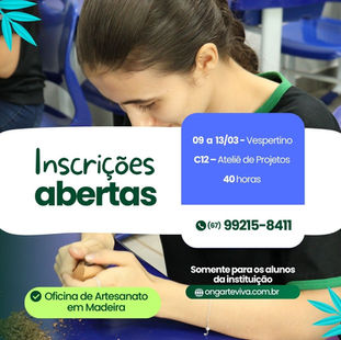 Oficina de Artesanato em Madeira integra plano de atividades do Ponto de Cultura e abre inscrições no IFMS Jardim