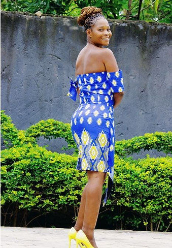 African Print Off Shoulder Dress
