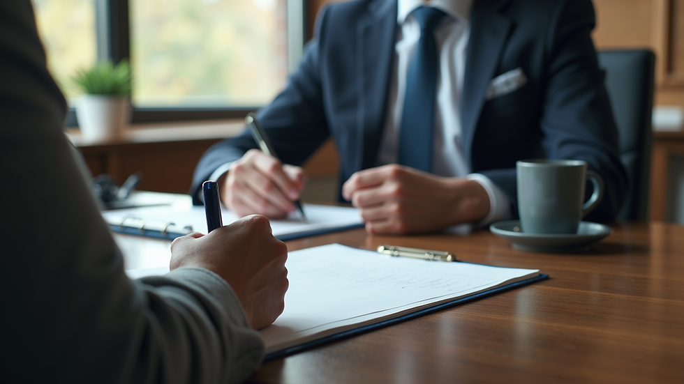Close-up view of a person reviewing notes before an interview
