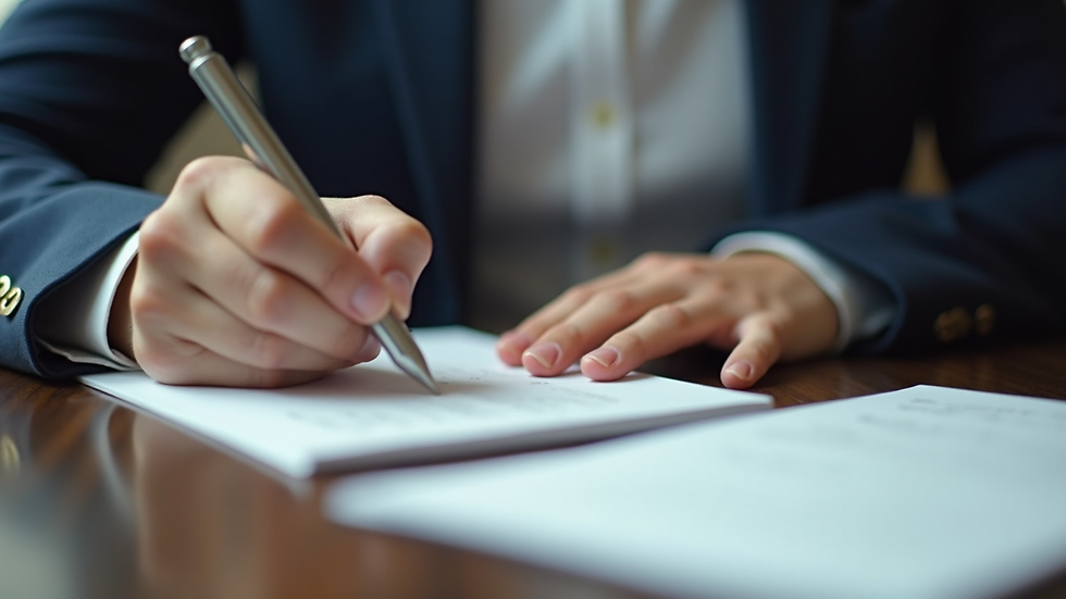 Close-up view of a person writing notes during an interview preparation session