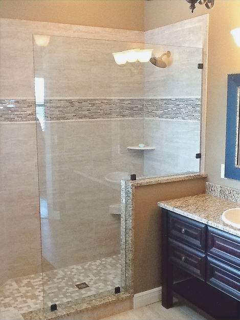 Custom Frameless Shower Glass Panel with Clips