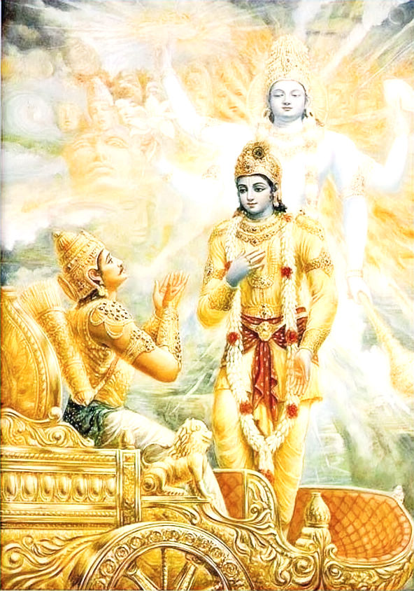 Lord Krishna advising Gita to Arjun.