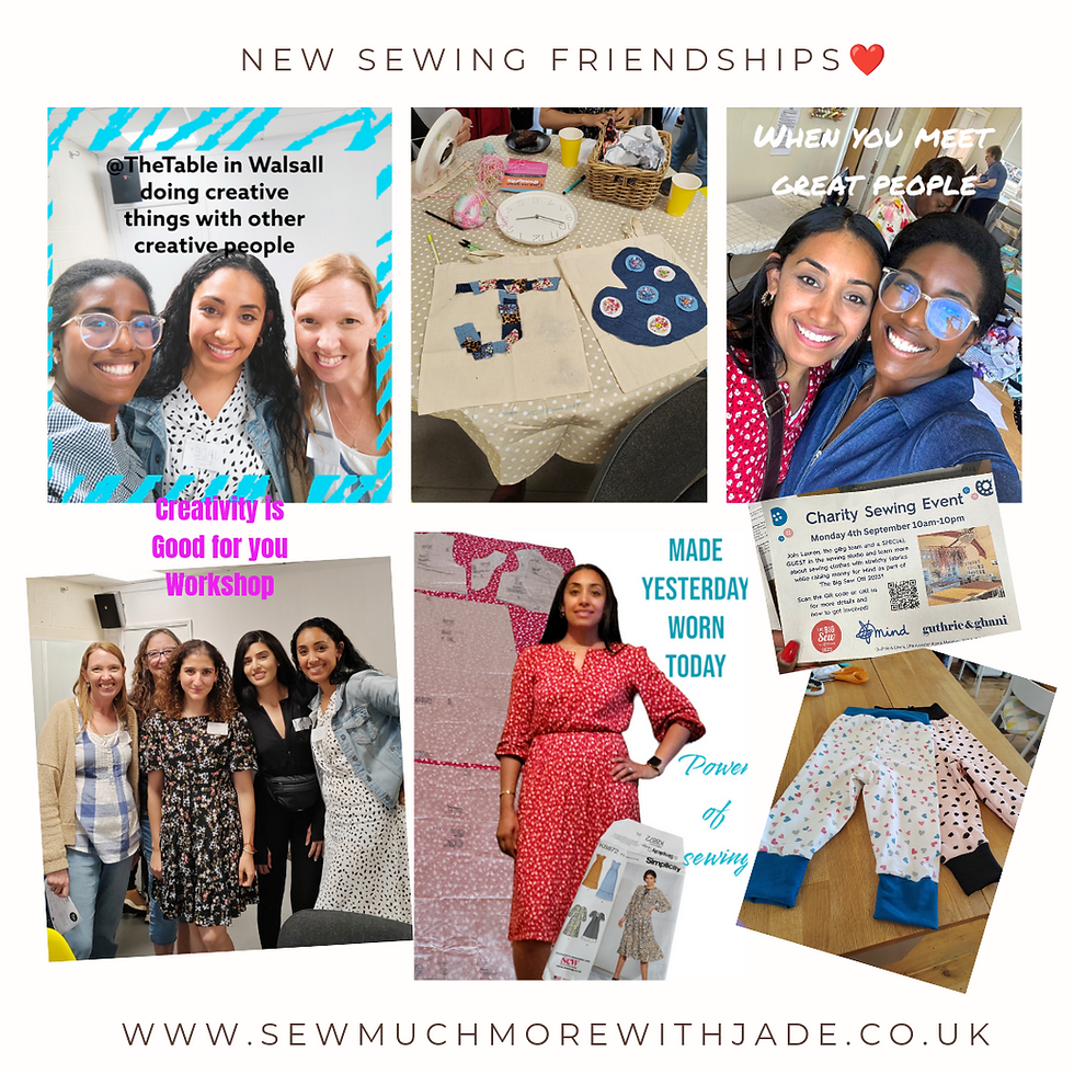 Women in local sewing classes for beginners, making projects