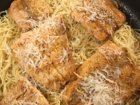 Pan-Seared Cajun Salmon over Pasta