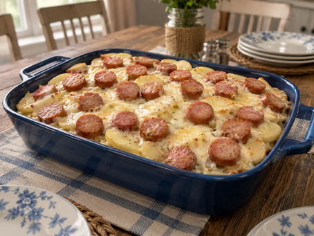 Scalloped Potatoes with Apple Chicken Sausage