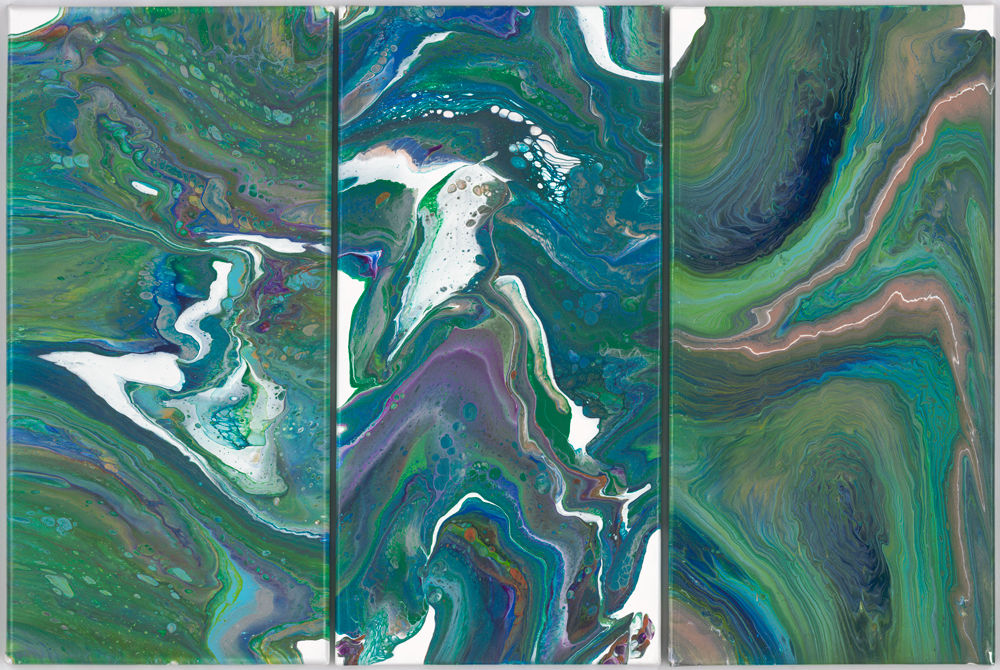 Abstract Pour 125 Triptych
