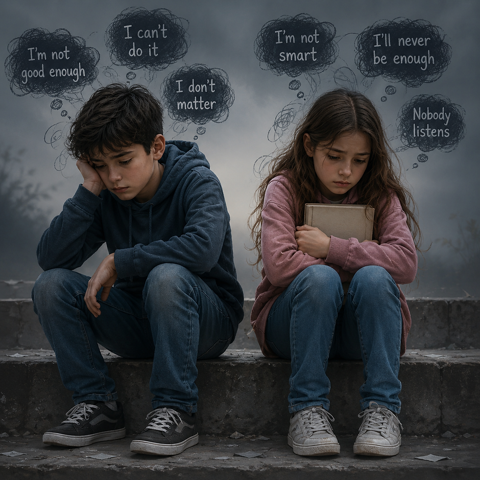 Two kids with low self-esteem
