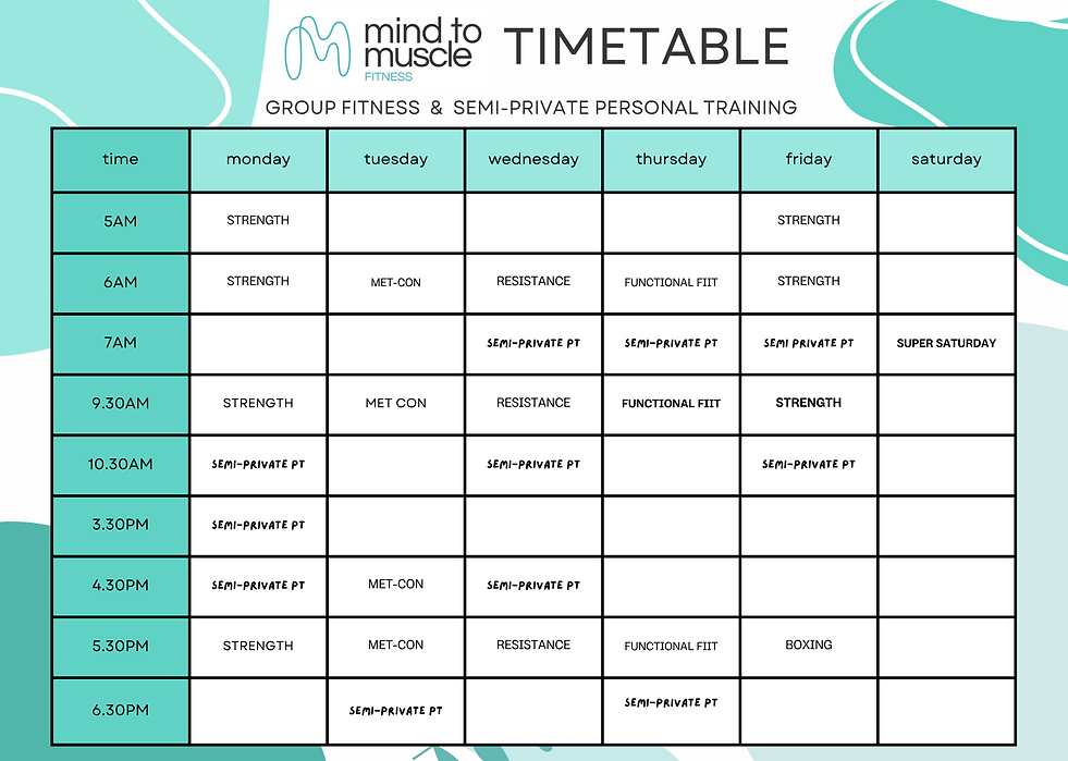 Timetable | Mind to Muscle Fitne