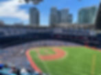 Inside Rogers Centre during a baseball game with the field and stadium seating in view