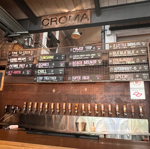 croma brewery list of available beers at the bar