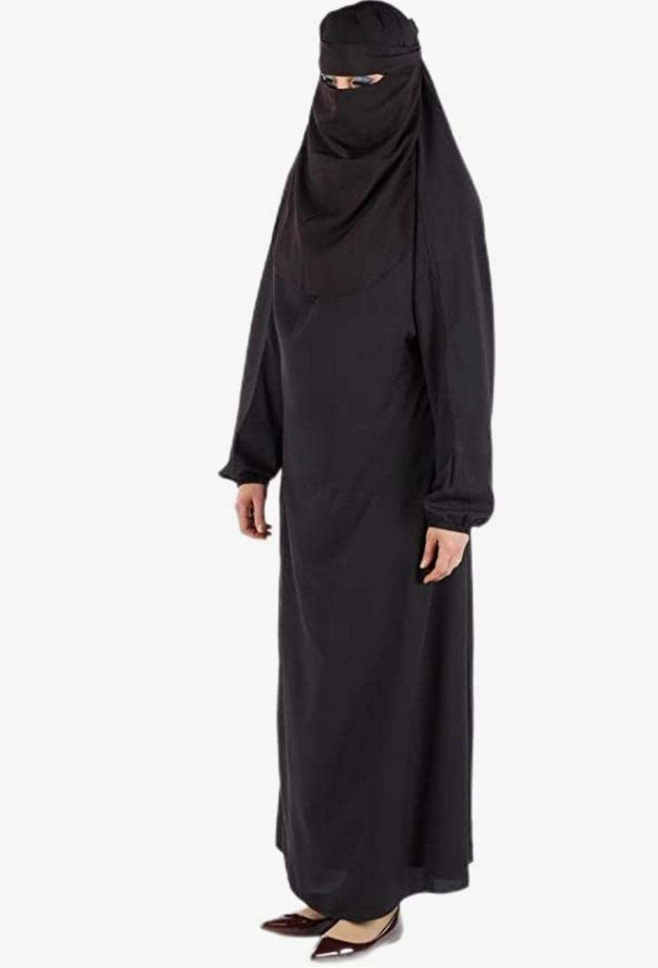 woman in full black burka