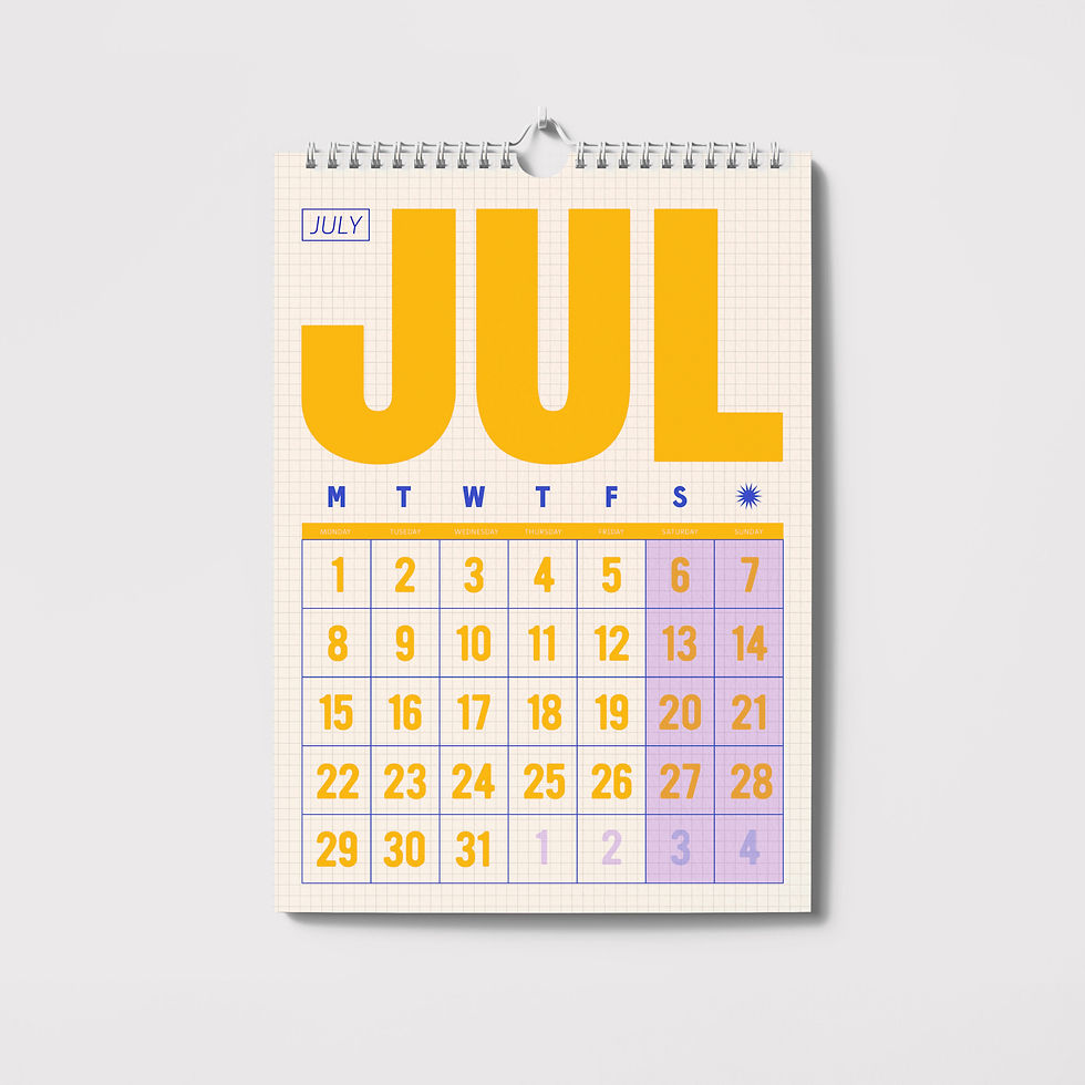 Wall Calendar showing moth of July