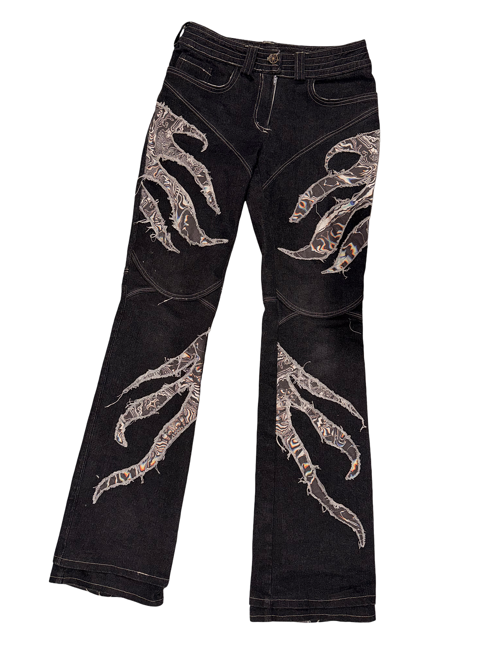 Thumbnail: SOUL black denim bells with flame details