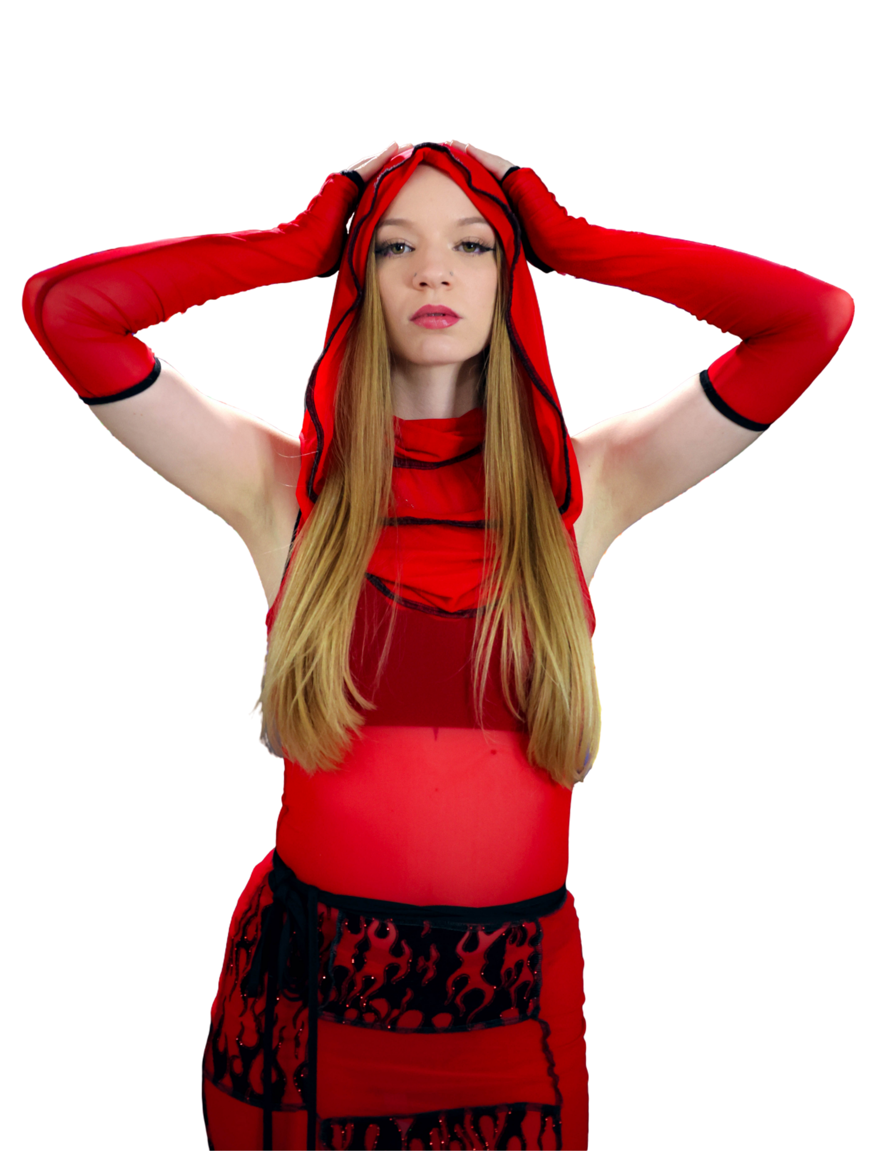 Red Hooded Flame Dress