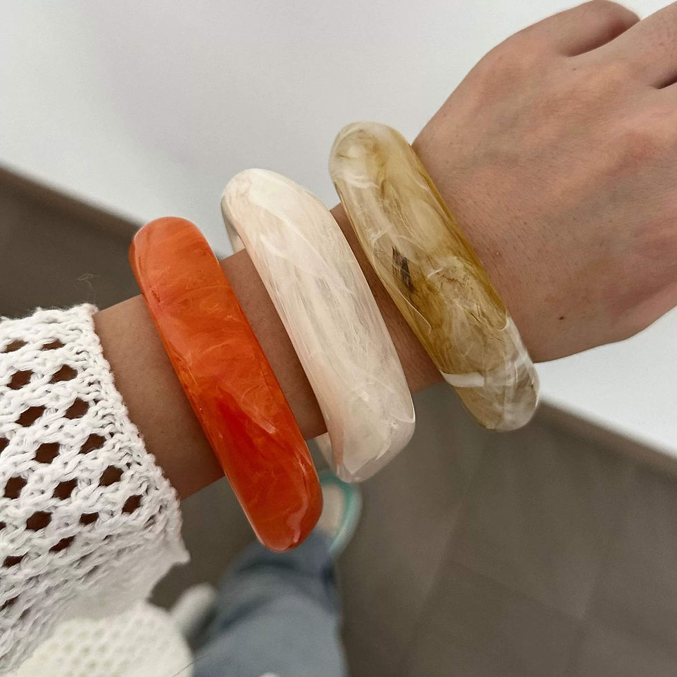 Thumbnail: Vintage Acrylic Big Geometric irregular Bangles for Women Trendy Resin Wide Cuff
