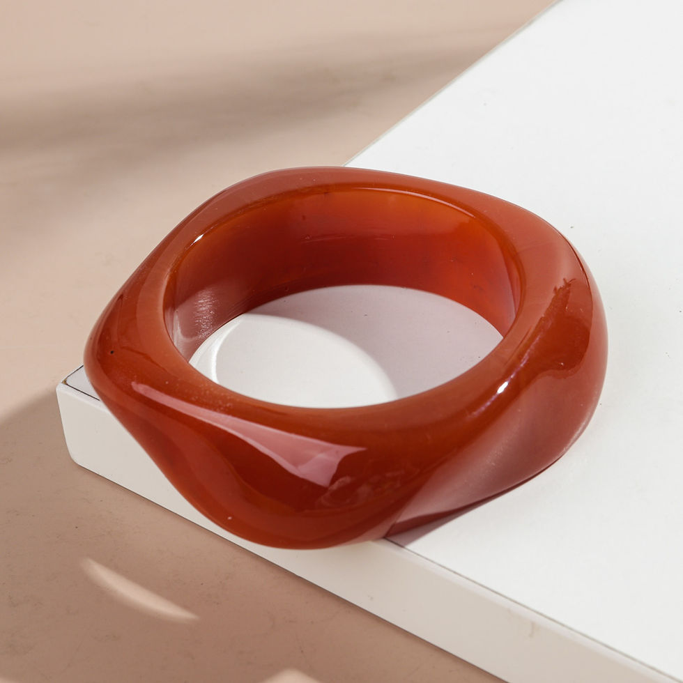 Thumbnail: Vintage Acrylic Big Geometric irregular Bangles for Women Trendy Resin Wide Cuff