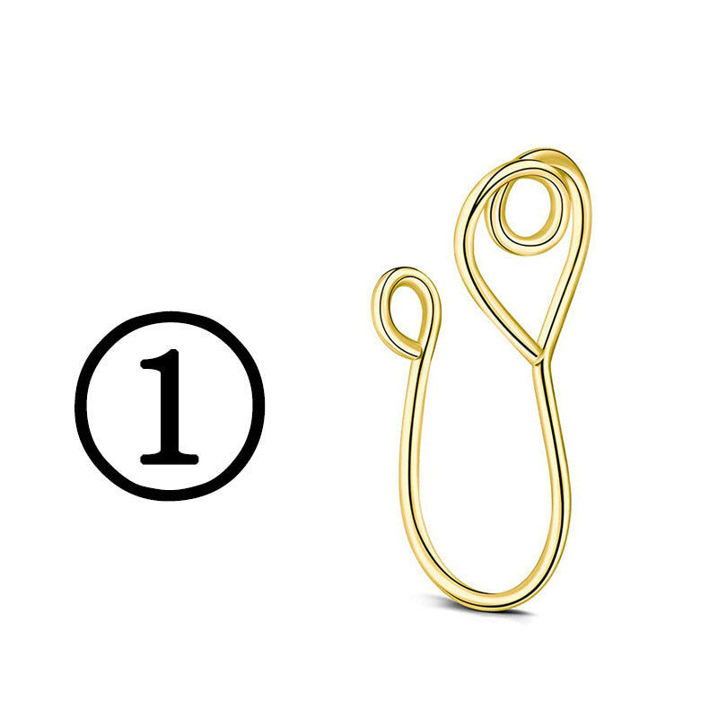 Thumbnail: New Twisted Geometric Hollow Stainless Steel Non – Hole Fake Nose
