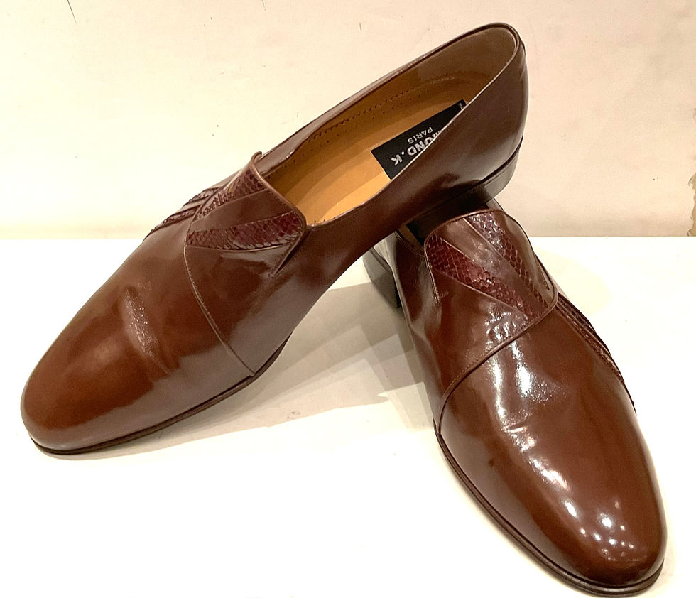 Mocassins en cuir marron et en cuir python des années 80