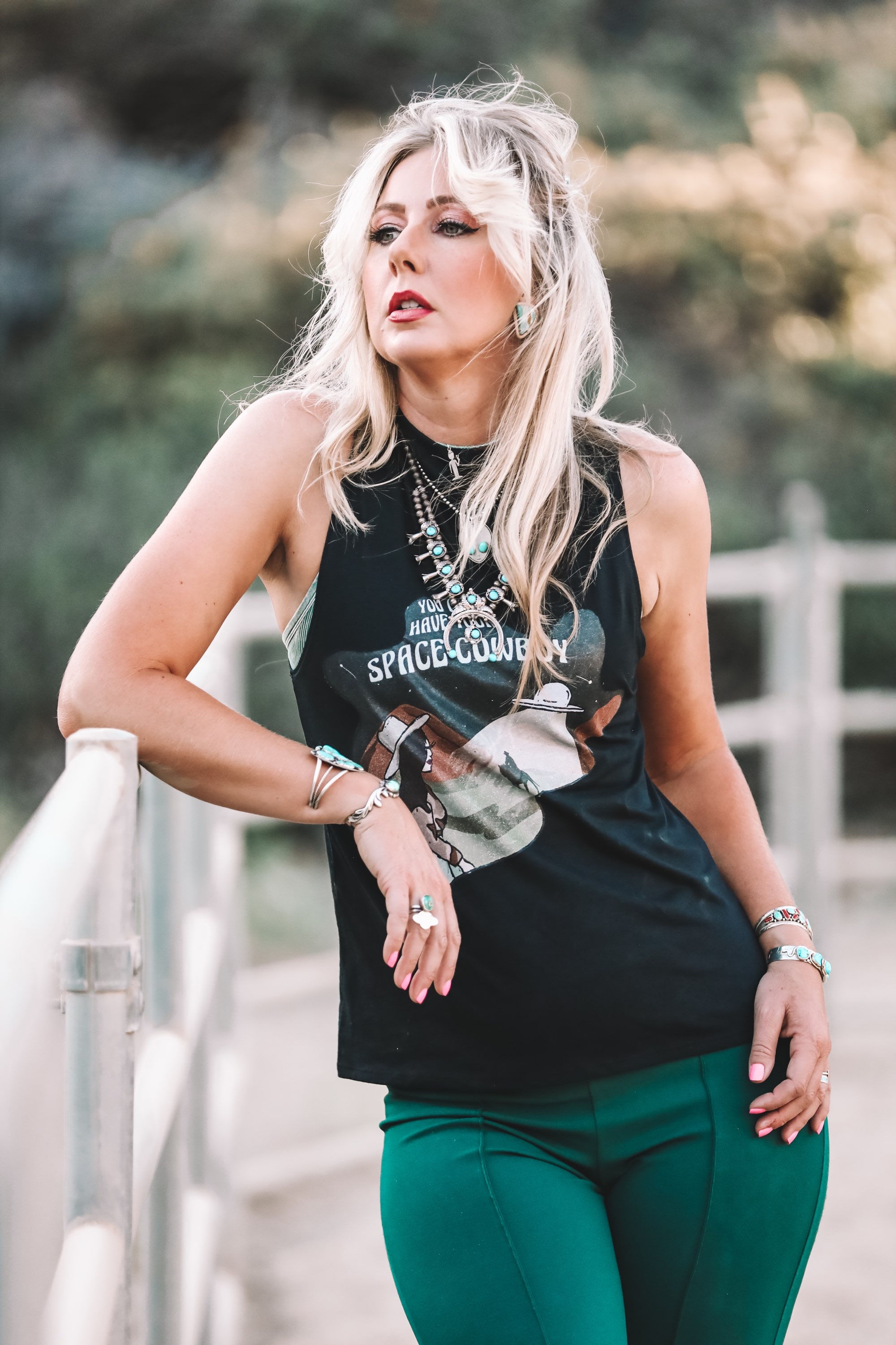 Space Cowboy Sleeveless High Neck Tee
