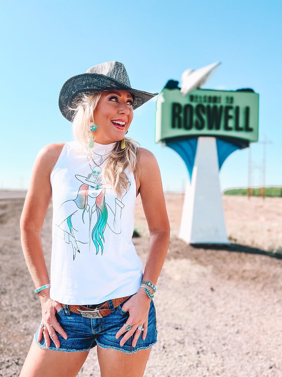 Thumbnail: Space Cowgirl Sleeveless High Neck Tee 