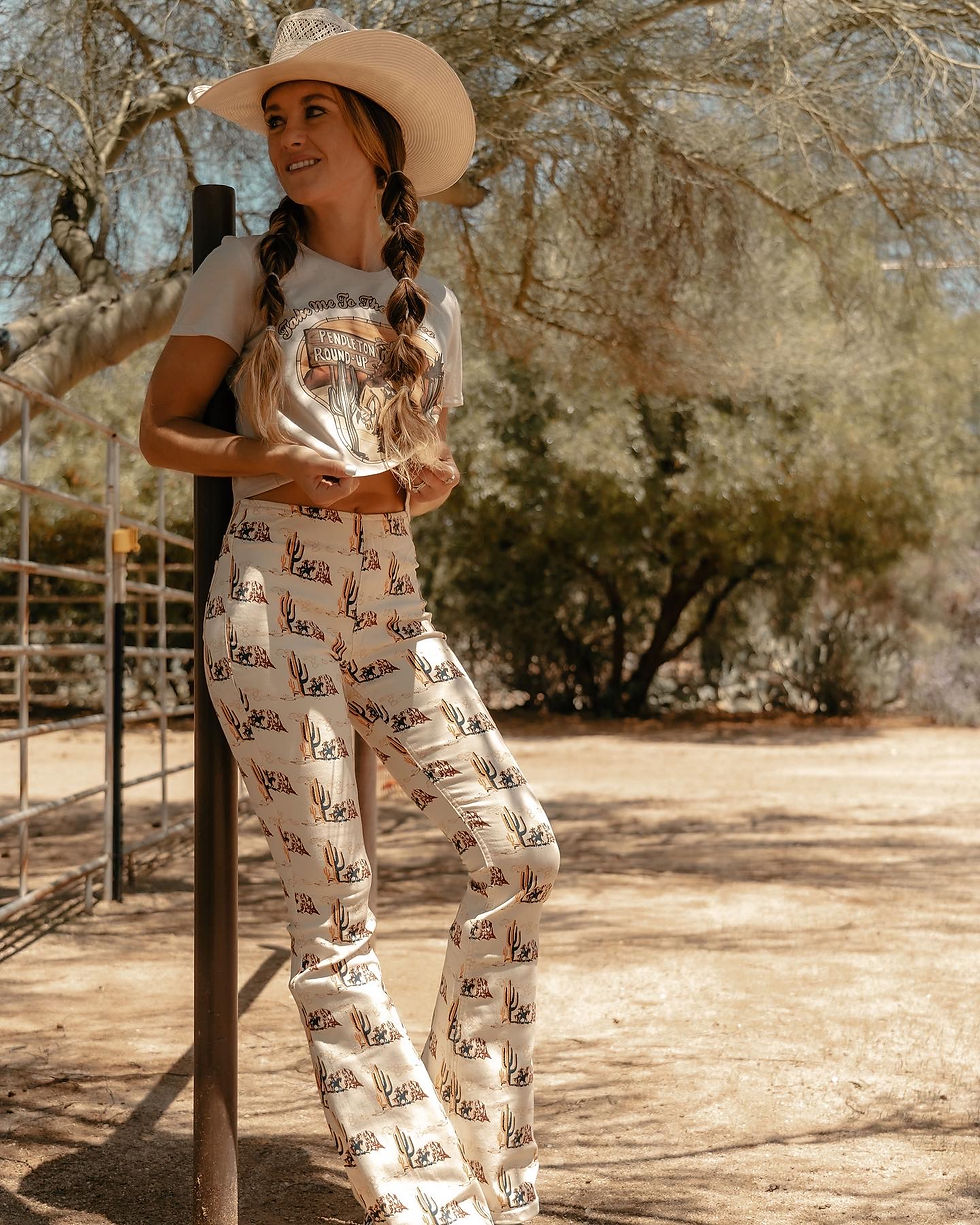Thumbnail: Take Me To The Rodeo Heather Dust Crop Tee