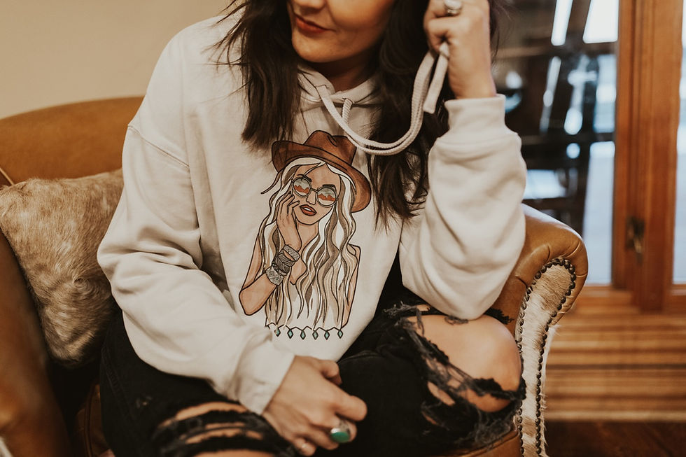 Thumbnail: Boho Cowgirl Heather Dust Cropped Hoodie