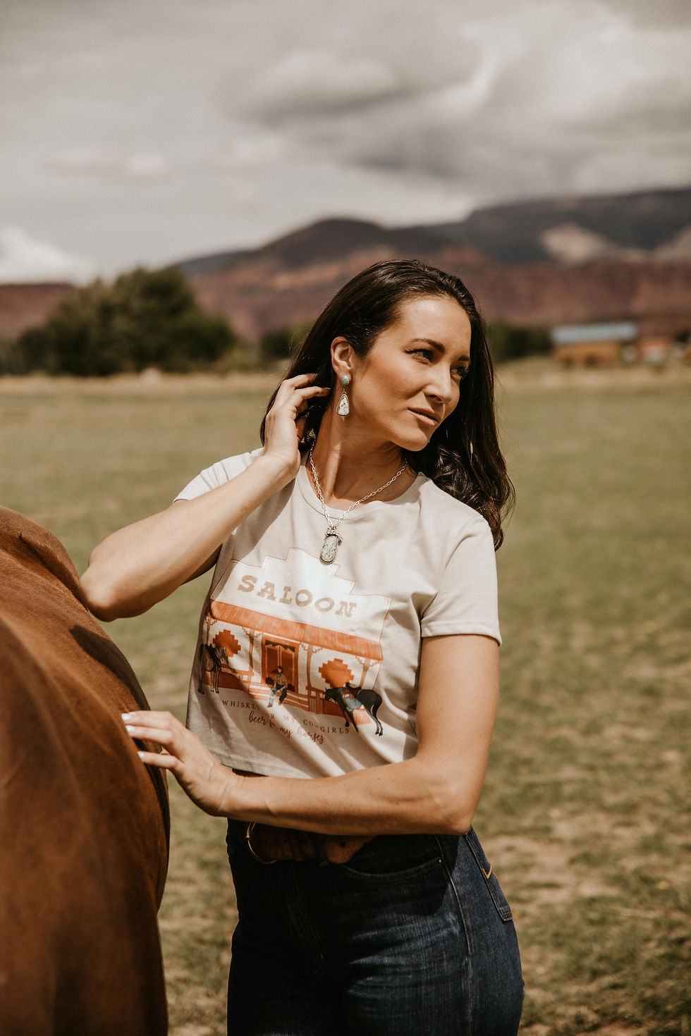 Thumbnail: Beer For My Horses Heather Dust Crop Tee