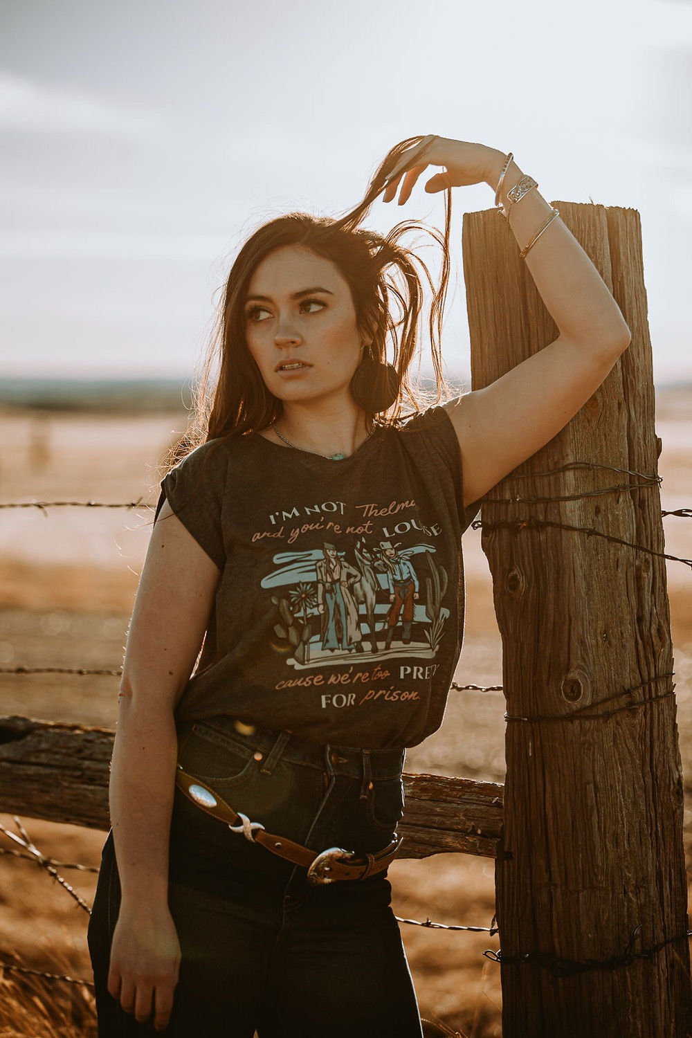 Too Pretty For Prison Rolled Sleeve Tee