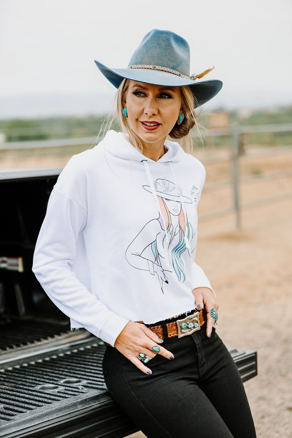 Thumbnail: Space Cowgirl White Cropped Hoodie
