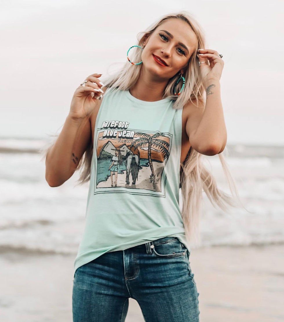 Thumbnail: Barefoot Blue Jean Night Dusty Blue Muscle Tank 