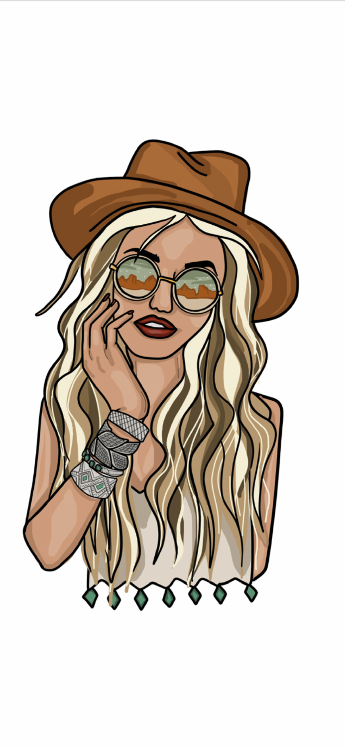 Thumbnail: Boho Cowgirl Heather Dust Cropped Hoodie