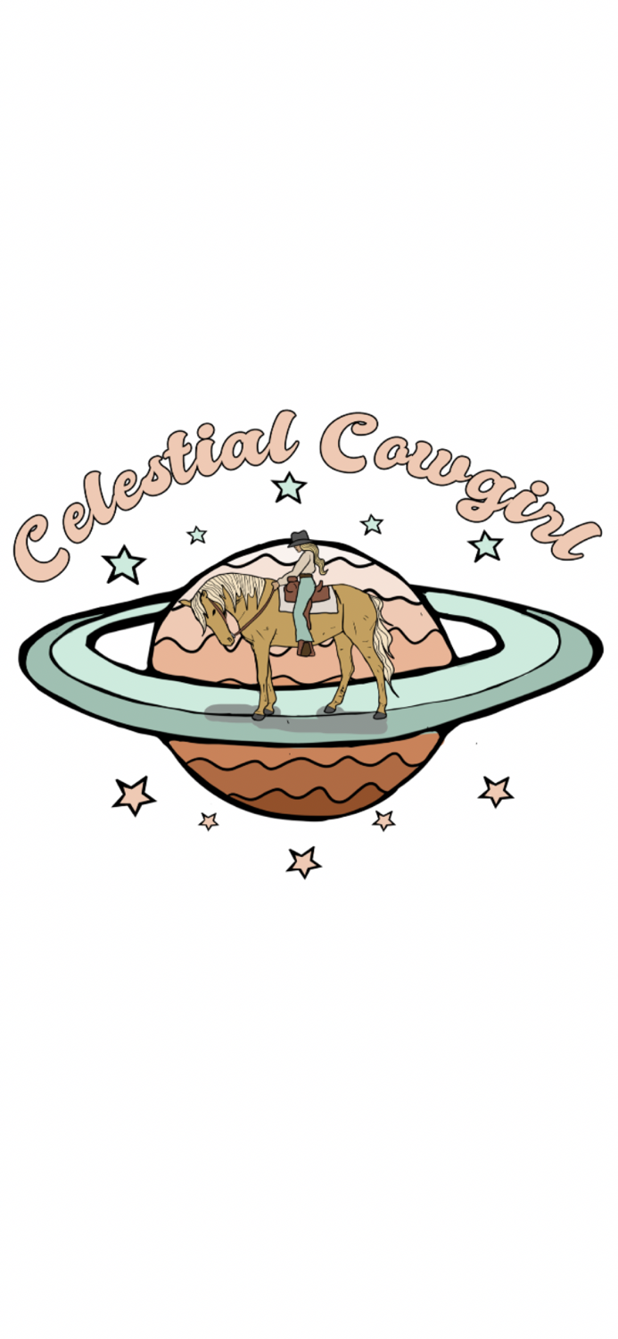 Thumbnail: Celestial Cowgirl Black Camo Cropped Hoodie