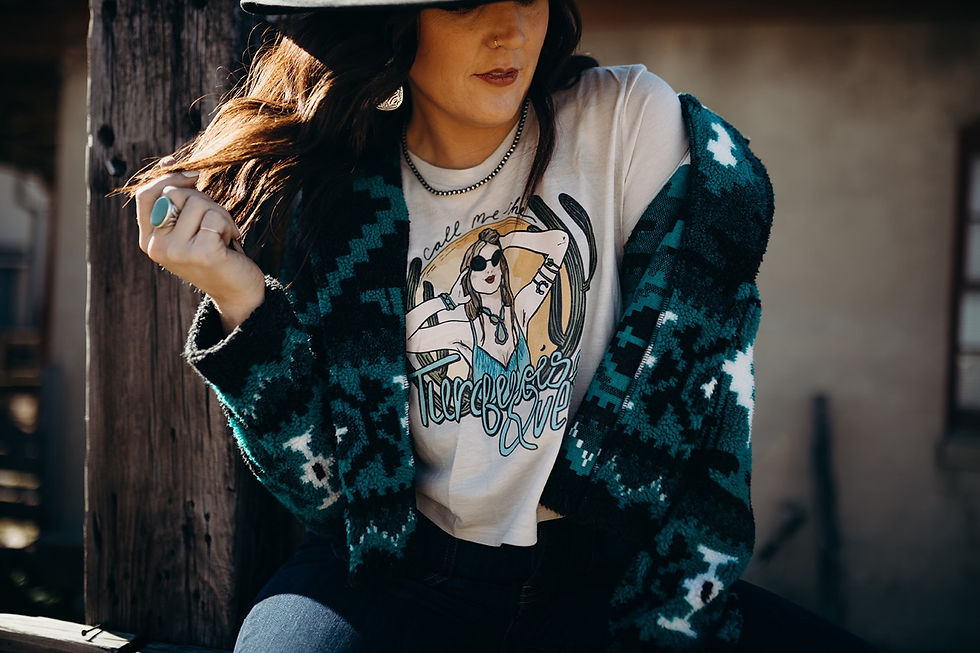 Thumbnail: Turquoise Queen Heather Dust Crop Tee