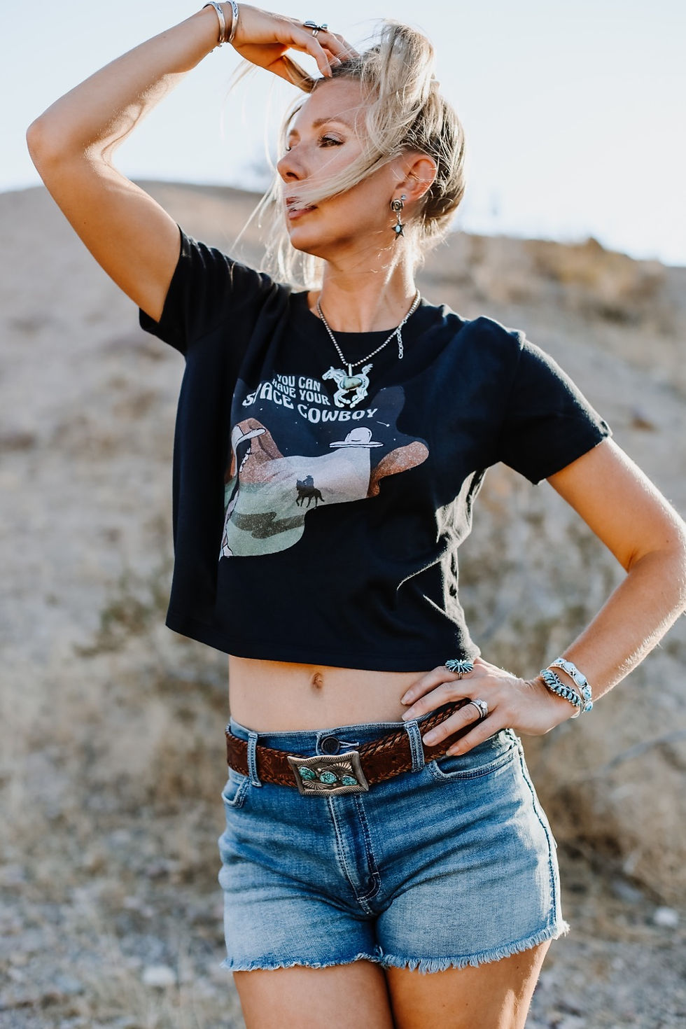 Thumbnail: Space Cowboy Black Crop Tee