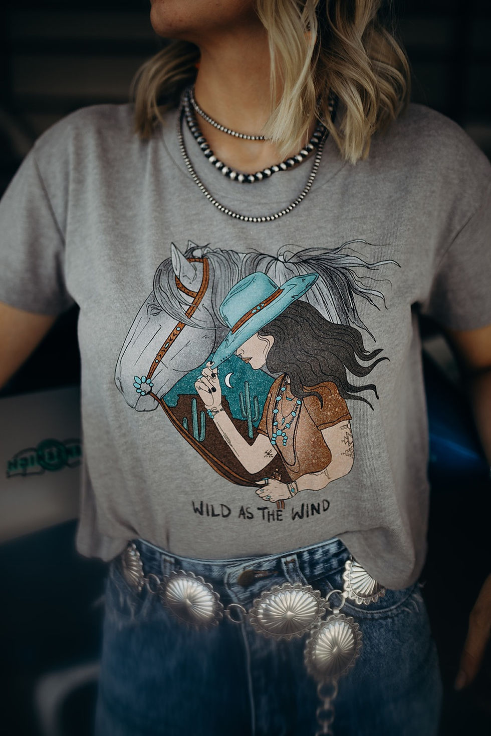 Wild As The Wind Vintage Grey Crop Tee