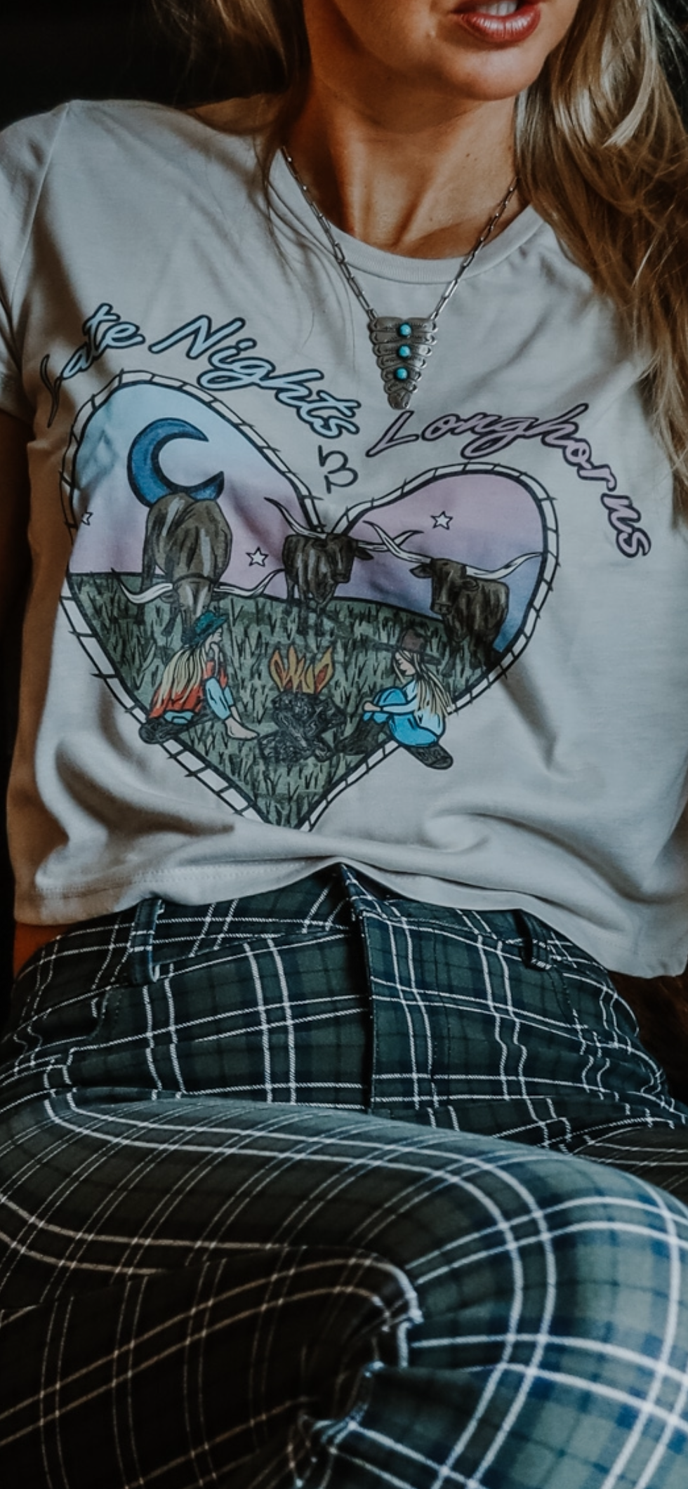 Thumbnail: Late Nights & Longhorns Heather Dust Crop Tee