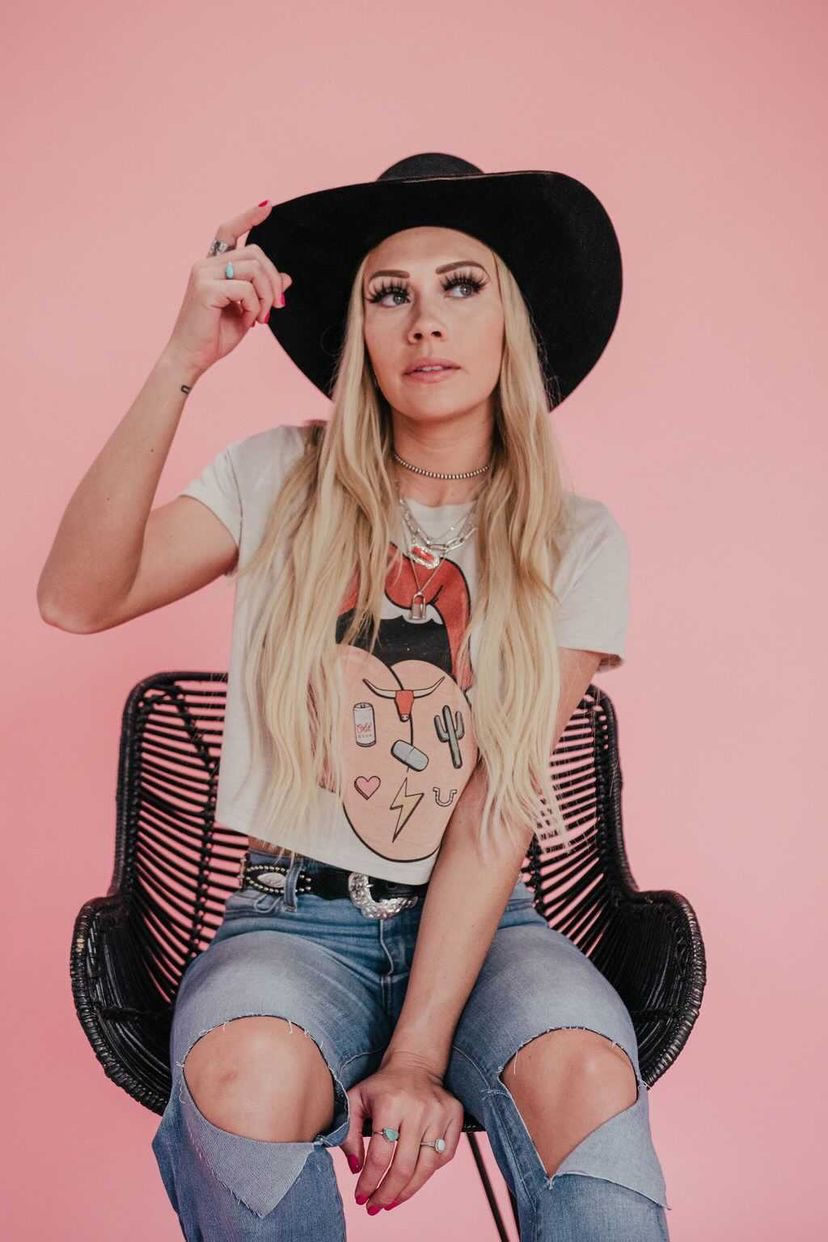 Thumbnail: NFR Nights Heather Dust Crop Top
