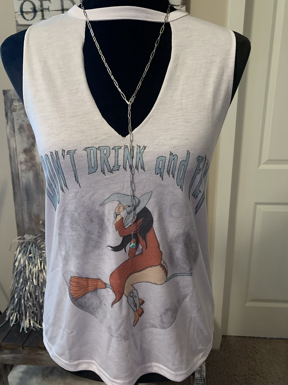 Thumbnail: Don’t Drink & Fly White Cut Out Neck Tee (Order On Demand)