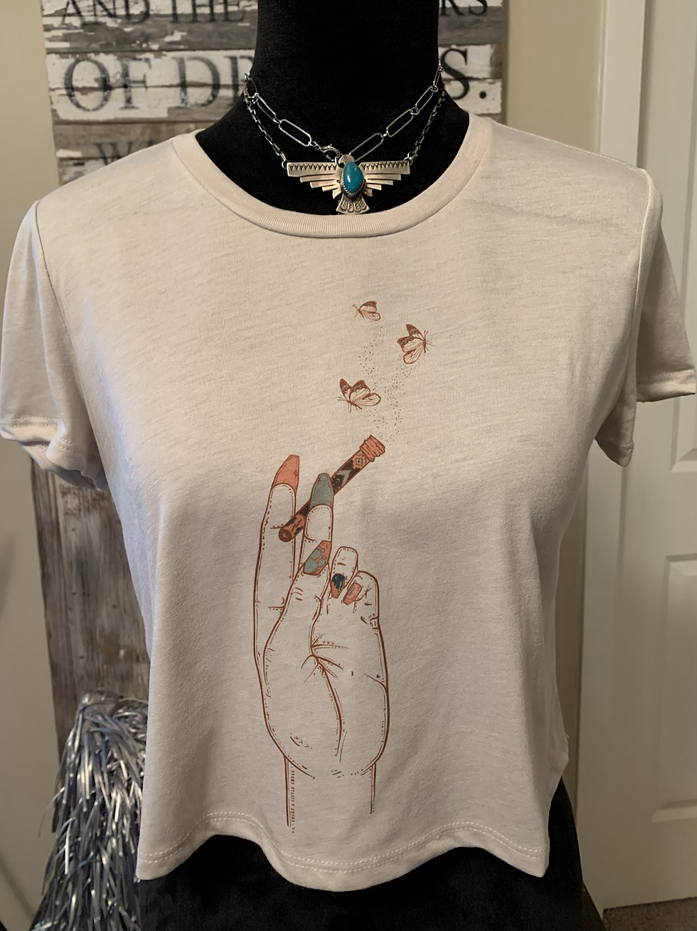 Thumbnail: Drank A Lil’ Drank, Smoke A Lil’ Smoke Heather Dust Crop Tee
