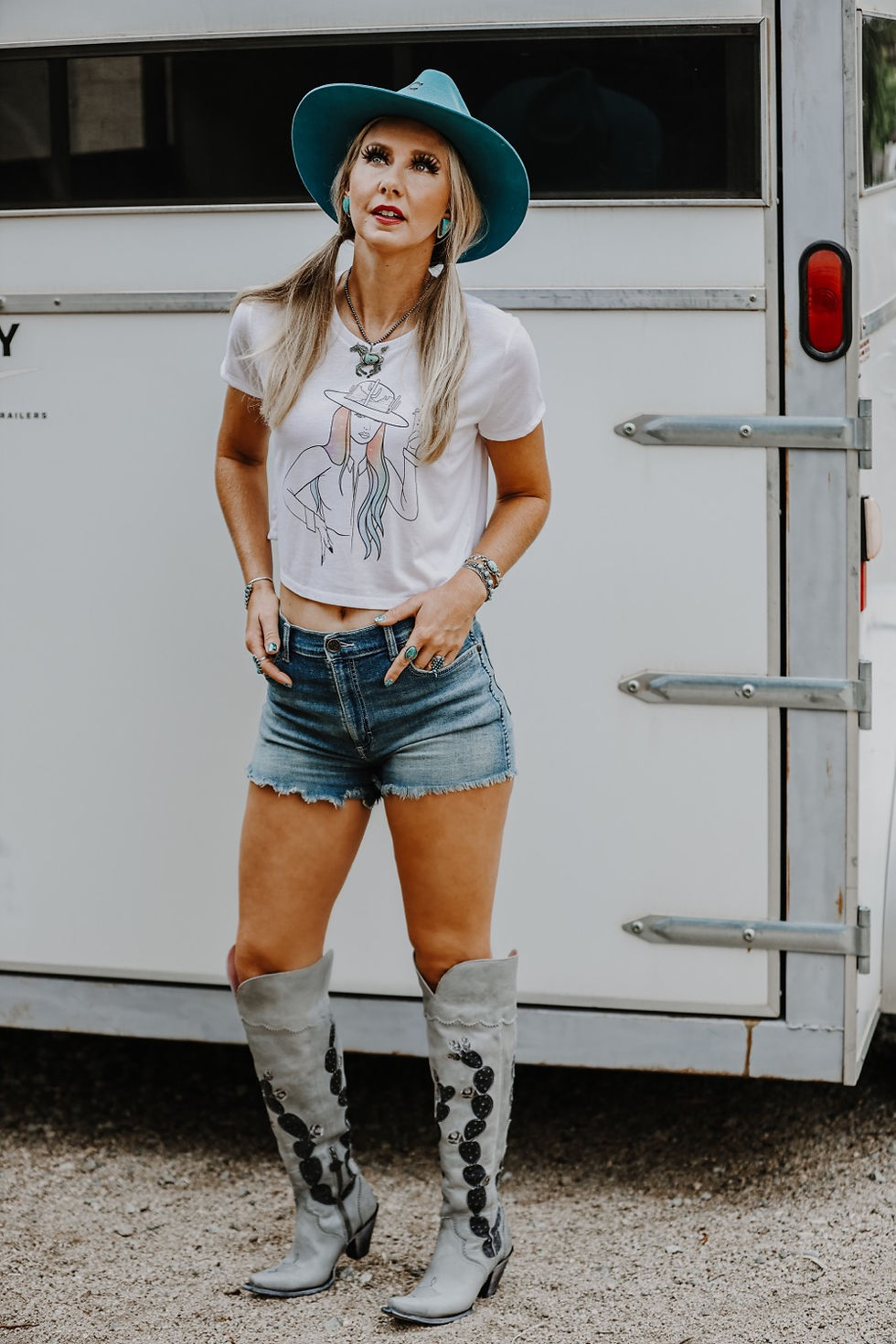 Thumbnail: Space Cowgirl White Crop Tee