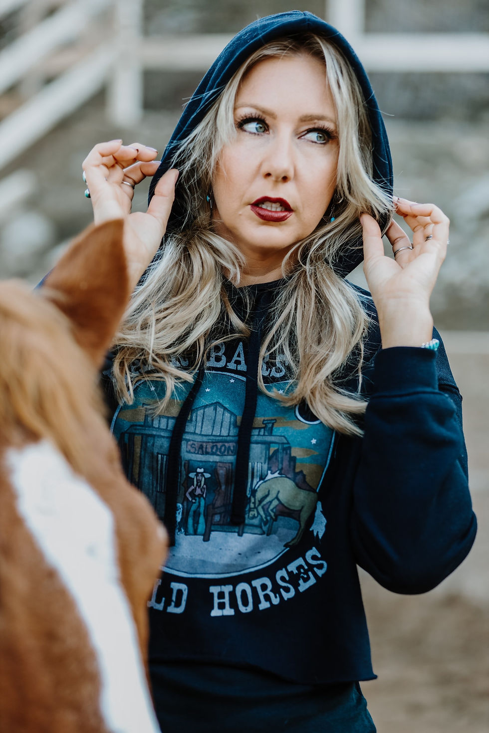 Thumbnail: Dark Bars & Wild Horses Cropped Sweatshirt (Order On Demand)